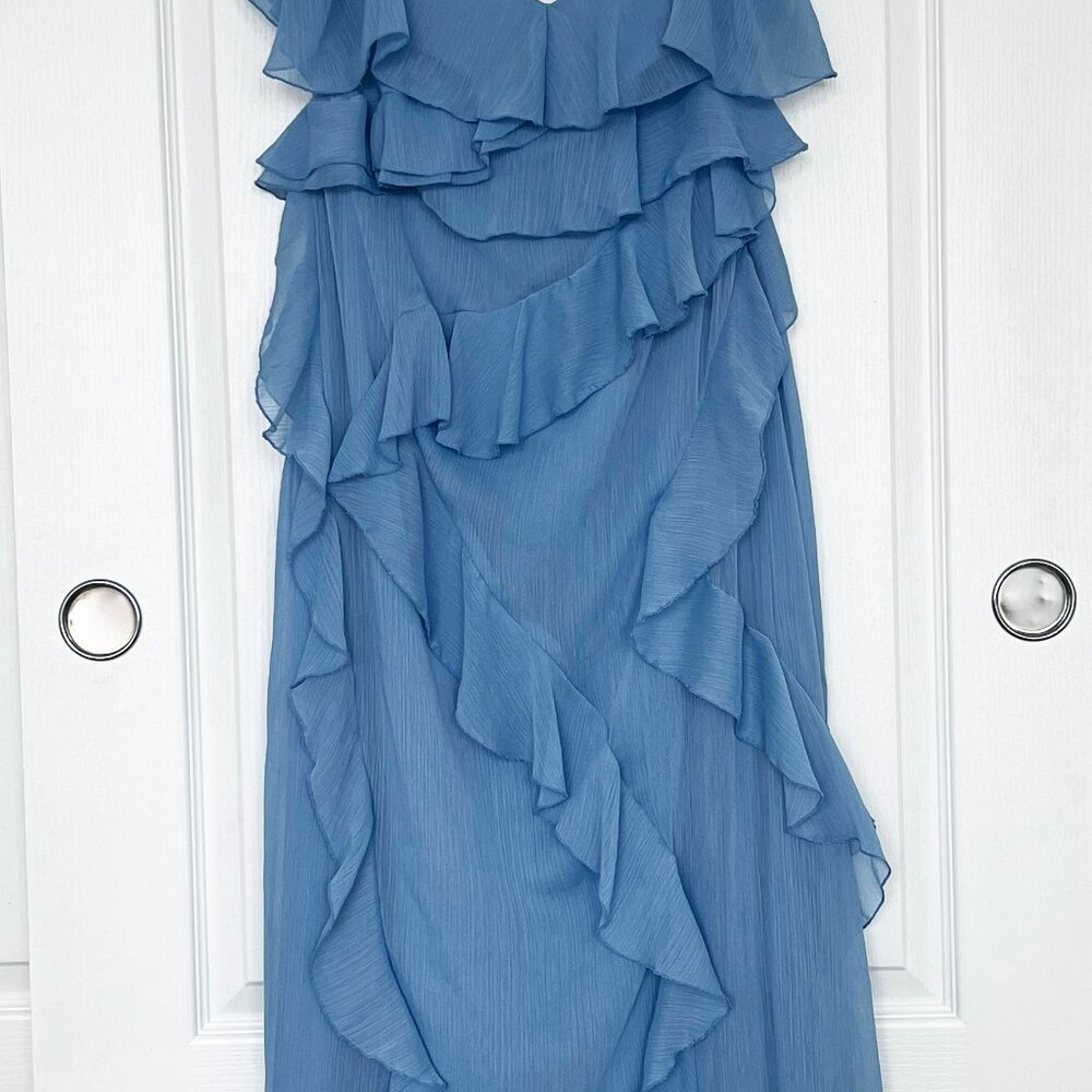 Ruffled Blue Occassion Maxi Dress - Picture 4 of 6